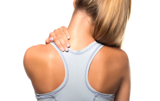 Woman holding neck in pain